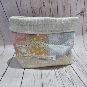Soft Hesian & Vintage print - Soft sided storage box